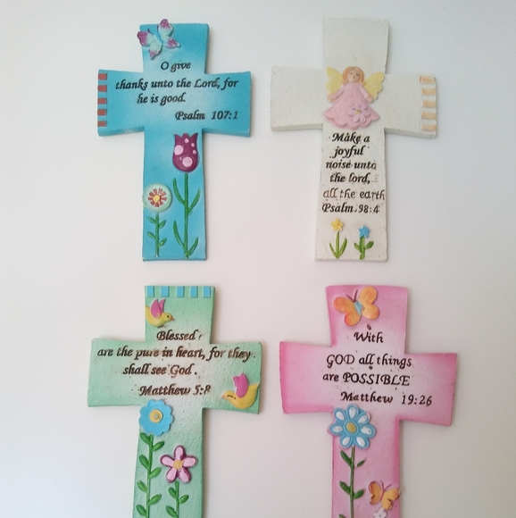 Easter  Ceramic 7.4" Crosses With Bible Verses Set - Picture 1 of 8